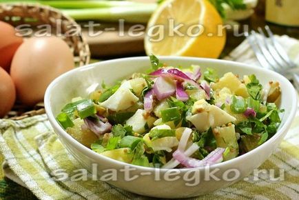 Burgonya saláta tojással és zöldhagymával - recept fotókkal