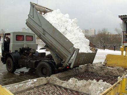 În cazul în care autovehiculele scoate zăpada colectată de pe străzile orașelor și unde este depozitată