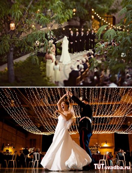 Becuri electrice obișnuite în decorarea sălii de banchet - portal de nunți aici nunta
