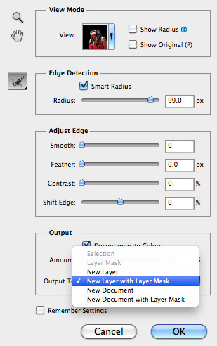 Обробка фотографії з функцією refine edge