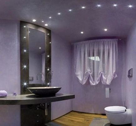 Освітлення у ванній кімнаті з натяжною стелею - фото, дизайн стель