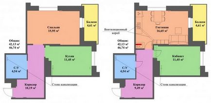 Transfer de apartament de reamenajare a bucătăriei într-o cameră de zi în Hrușciov