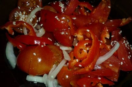 Рецепт салат з помідорів з кунжутом покроковий з фотографіями