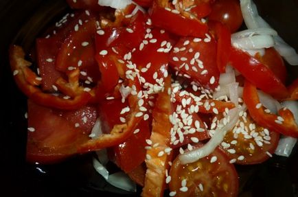 Рецепта доматен салата със сусам стъпка със снимки