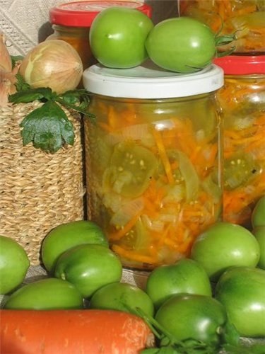 Салат із зелених помідорів з квасолею на зиму, кулінарні рецепти
