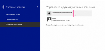 Crearea unui nou utilizator în Windows 8