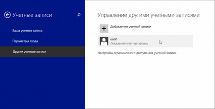 Crearea unui nou utilizator în Windows 8