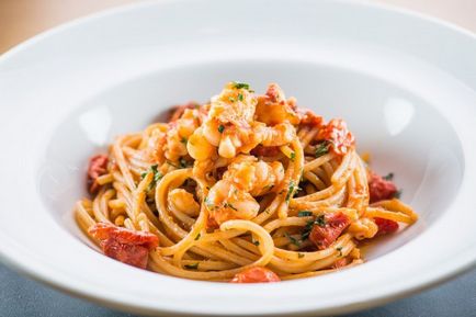 Спагеті з креветками і в'яленими помідорами - рецепт russianfood