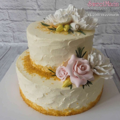 Весільні кремові торти на замовлення від студії-кондитерської sweetmarin, торти на замовлення в Петербурзі
