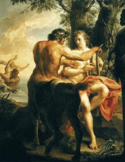 Хірон, мудрий кентавр, медик, випадково убитий Гераклом, стародавні боги і герої