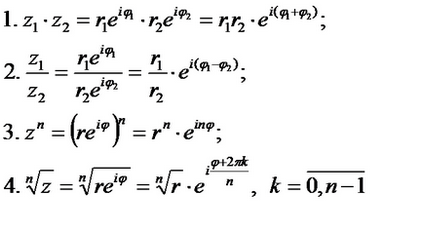 Acțiuni pe numere complexe în formă exponențială - stadopedia