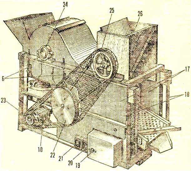 Enciklopédia technológiák és technikák - helyhez arató-cséplőgép-rostáló motorral (hobby) Enciklopédia technológiák és technikák - álló arató-cséplőgép-rostáló elektromos motorral