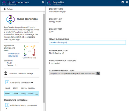 Гібридні підключення до служби додатків azure, microsoft docs