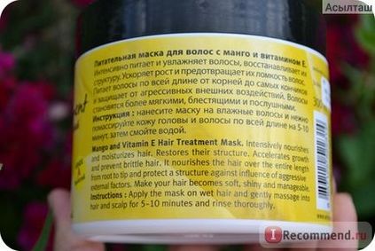 Густа маска для волосся banna поживна з манго і вітаміном е - «чудова тайська маска для
