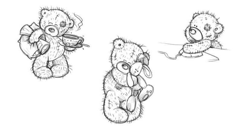 Cum de a desena un teddy, trage pas cu pas ursuleț de pluș, barbă și cu o inimă