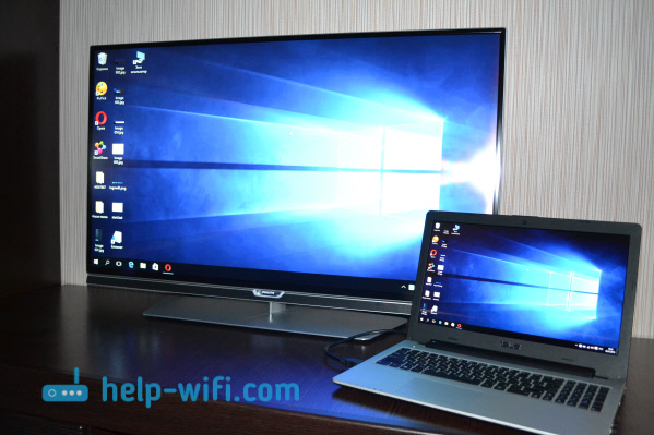 Csakúgy, mint Windows 10 csatlakoztassa a TV-t a laptop wi-fi, vagy HDMI-kábel