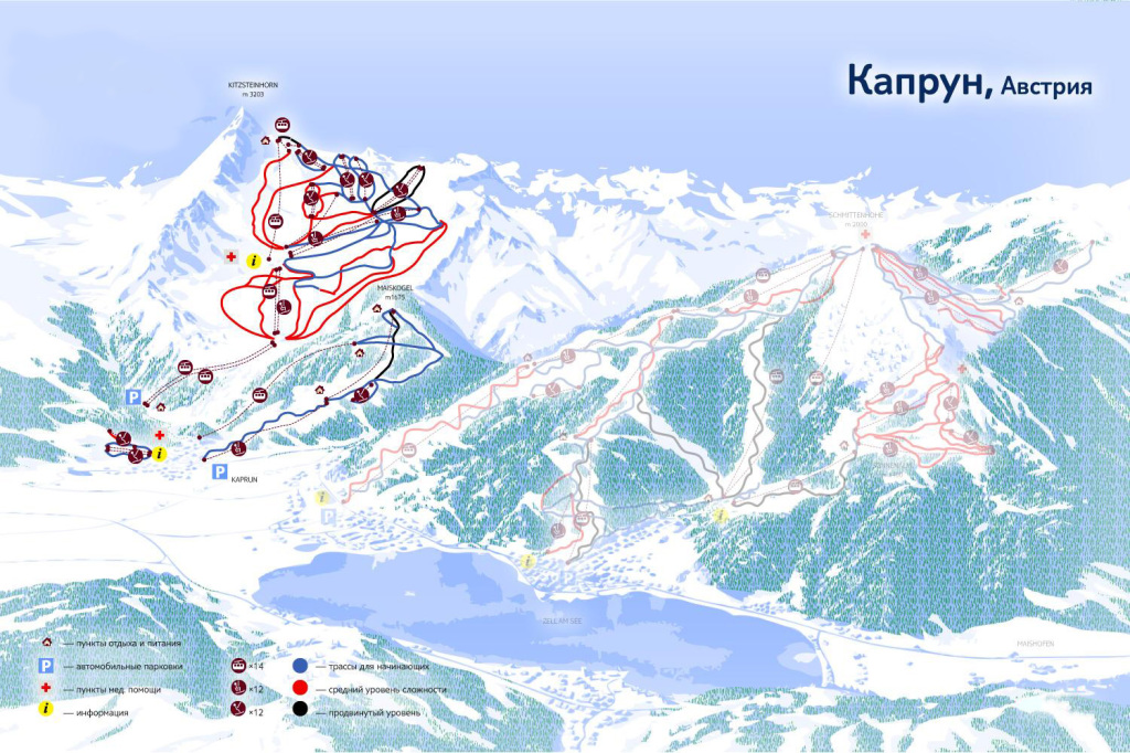 Kaprun (Austria) statiune de schi, hoteluri, hărți