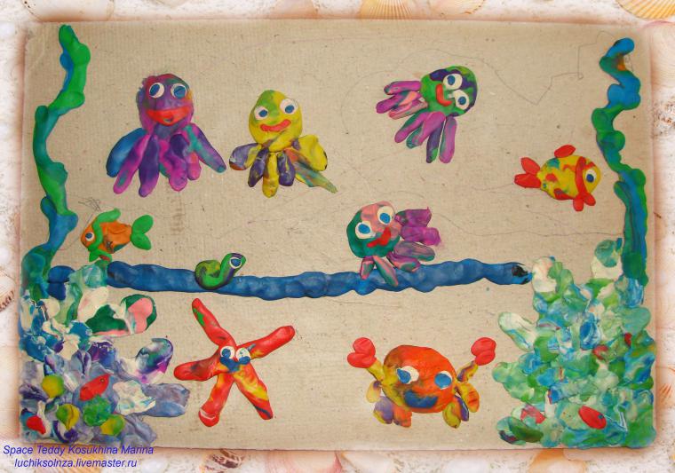 Ліпимо з дітьми з пластиліну картину підводний світ - ярмарок майстрів - ручна робота, handmade