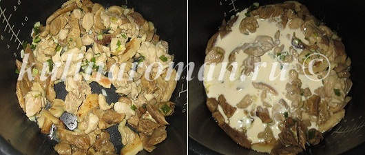 Макарони з курячим м'ясом і грибами в сметанному соусі, смачні рецепти