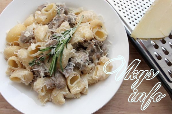 Tészta tejszínes gombával recept fényképpel (recept) Tészta tejszínes gombával recept egy fotó
