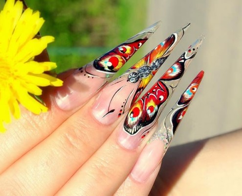 Манікюр з метеликами фото на короткі нігті, покроково