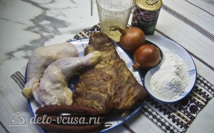 Rețetă din carne de solyanka cu preparare foto-pas-cu-pas a sosului cu cârnați