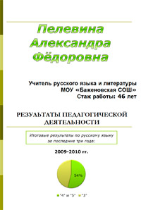 Portofoliul profesorului de limba rusă și literatura de specialitate pentru atestare - descărcare eșantion