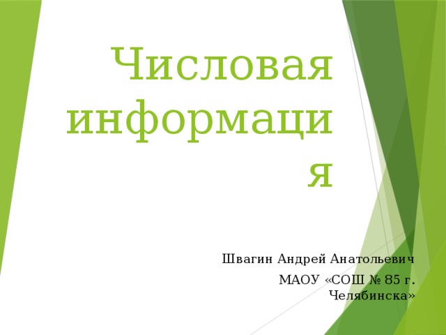 Előadás a leckét az informatika, a második osztály számszerű információk - informatika