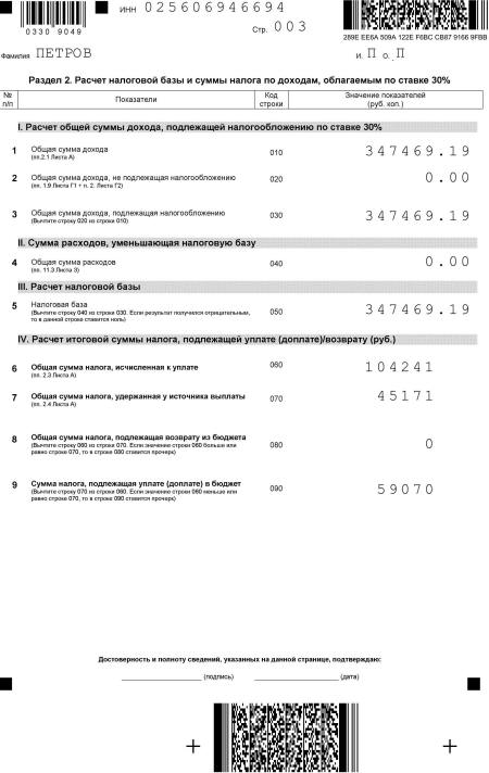 Exemplu de completare a veniturilor non-rezidente din surse din Rusia