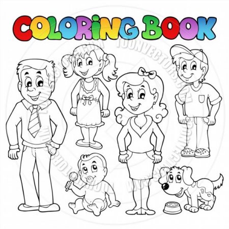 Colorarea - familia mea de 4 persoane - descărcați și imprimați gratuit