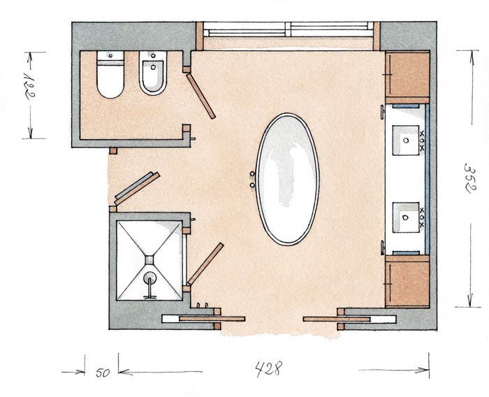 Dimensiunile dimensiunilor recomandate pentru baie, regulile de amenajare a șorilor