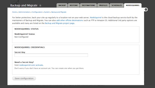 Backup site-ul să drupal cu modulul de backup și migrare (backup) Faceți o copie de siguranță a site-ului pentru a copia cu modulul de backup și migrare