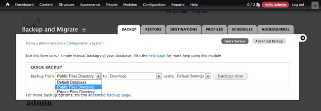 Backup honlap drupal modul mentés és migrálás