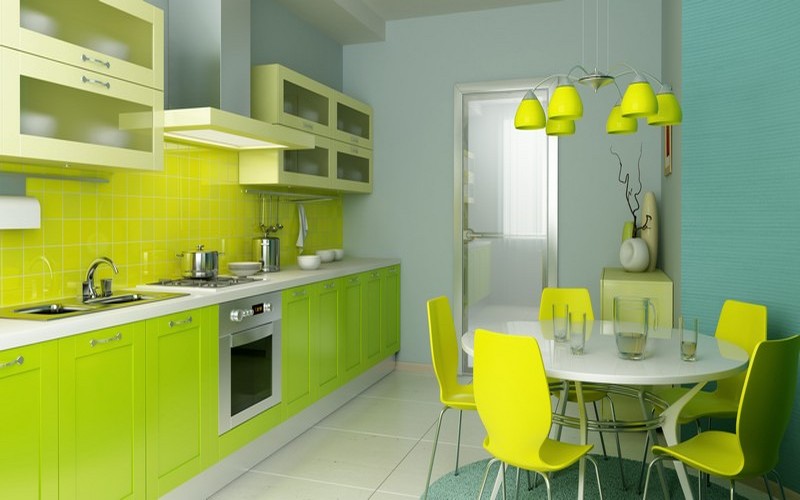 Világos zöld konyha, hogyan kell rendezni, javítási és design a konyhában kezével