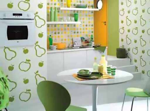 Világos zöld konyha belső