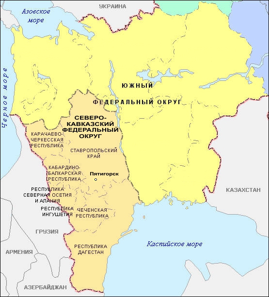 Nord-Caucazian Federal District (Sffo) - harta din Caucazul de Nord Federal District