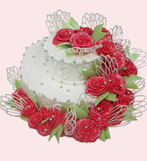 Весільний торт з прикрасою з вершків - фото, ціна, замовлення, доставка по пермі