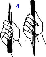 Tehnica de garduri cu un pumnal și cuțit, poziția unui pumnal și a unui cuțit în mână, autoapărare în extremă