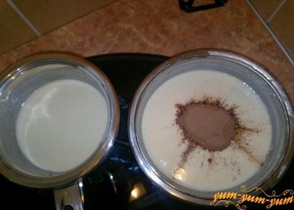 Jelly krémmel és kakaó - madár tej recept egy fotó