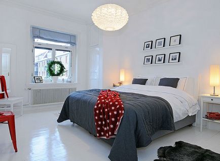 Білосніжна скандинавська спальня (30 фото)