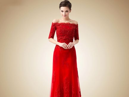 Bájos piros csipke ruha - a minta az elegancia és elegáns