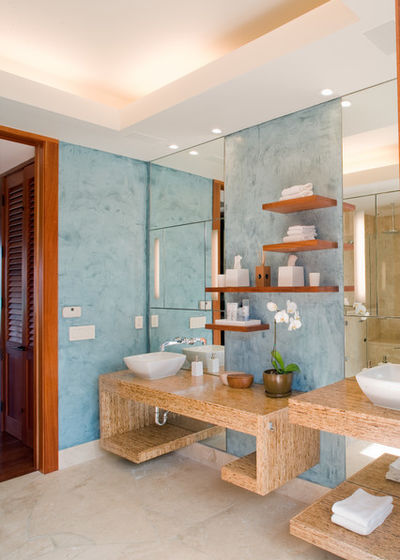 Інтер'єр ванної в тропічному стилі фото дизайн-проектів