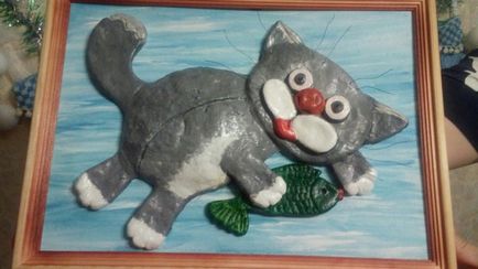 Картина із солоного тіста «сірий кіт»