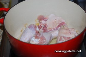 Kokovan sau pui în vin - paletă de gătit, nina Fomina