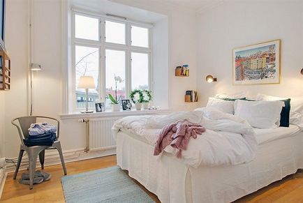 Design frumos și modern al dormitorului în stil suedez
