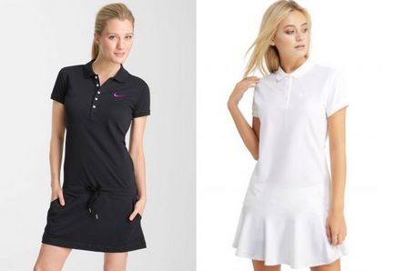 Modă rochie de polo pentru femei este lungă și scurtă, neagră elegantă și sportivă în dungi, de la lacoste