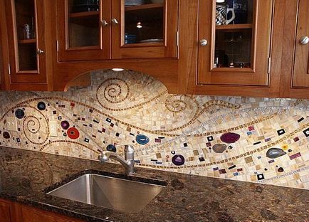 Mozaic în bucătărie bucătărie apron, fotografie și cum să pună propriile mâini, pastă și să se stabilească,