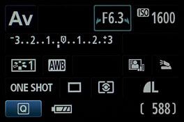 Prezentare generală a canonului eos 600d - ecran de configurare rapidă q