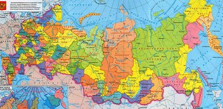 Harta detaliată a Rusiei cu orașe (geografice, politice) descărcare gratuită