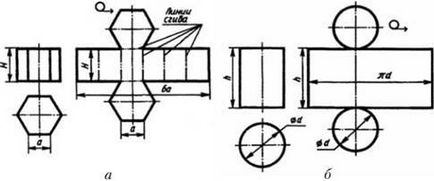 Construcția scanărilor suprafețelor corpurilor geometrice - desen tehnic